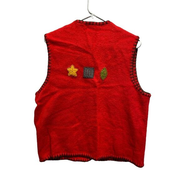 Marisa Christina Christmas Vest 100% Wool Patchwork EUC XL - Picture 4 of 7